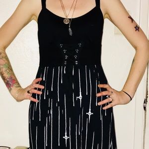 Lip Service Dress corset top & blk dress w/daggers